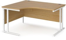Desk ergonomic angled corner oak and white home office study