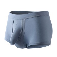 Men's Dual Pouch Underwear Short Leg Bulge Pouch Boxer Briefs Soft Modal Trunks