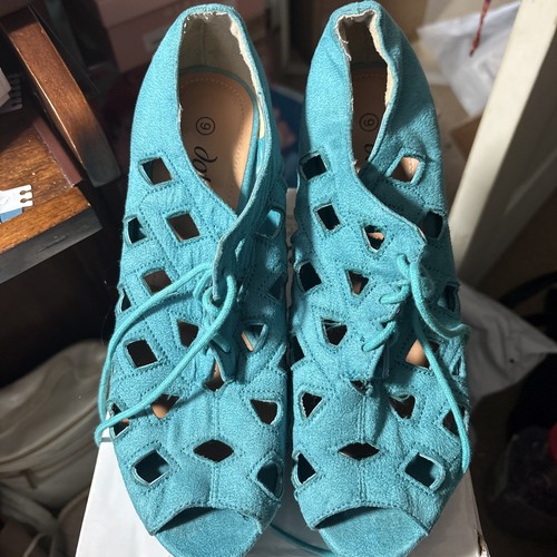 Aqua blue wedge heel - aqua,