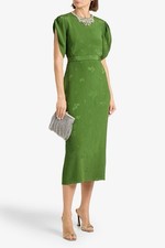 ERDEM Puff Sleeve Midi Green