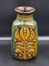 Ceramic Rare 70s Bodo Mans design Relief pottery Vase BAY W-Germany 96 25 H25cm