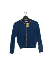 Cath Kidston Women's Cardigan XS Blue Cotton with Wool Round Neck Cardigan