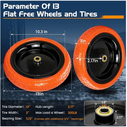 Long lasting solid wheels - 13",