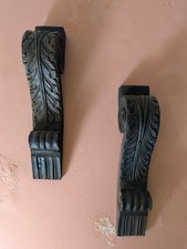 Beautiful Pair Early 18th Century Oak Carved Corbels Reflex Back  7 x 36cm