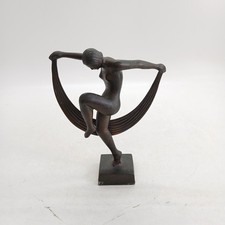 Vintage French Art Deco Style Nude Scarf Dancing Lady Cold Cast Bronze 24 cm H