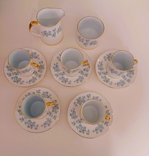 Rare Find - Clare Bone China Coffee/Tea Set blue and gold maple leaves