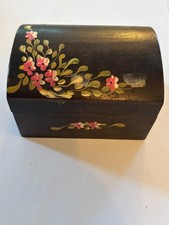 Vintage wooden domed top miniature trunk