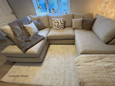 Cream Carnaby Sofa - 'mini' winner among our U-shape Sofas! Includes Footstool