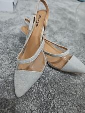 Silver And Clear Glitter Shoes With Kitten Heel, Brand New, Size 4