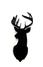 Scottish Stag Deer Head Brooch Badge Pin Gift Scarf Fastener Black With Gift Bag