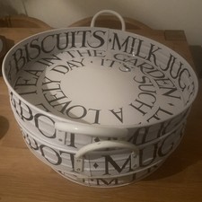 Emma Brigdewater Large Enamel Black & White Lettering Trays.