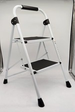 Kingrack Folding 2 Step Ladder With Non-Slip & Wide Pedal - White