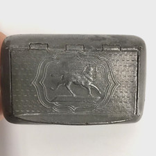 VTG Antique Victorian Pewter? Metal Horse Equestrian Snuff / Pill Box READ