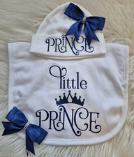 Romany Babies Bib And Hat  NAVY PRINCE 0-3 Months