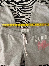 Aeropostale Sweatpants Gray Coral Front Logo Drawstring Women’s Size L