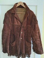 Vintage 1960s Tasseled Jacket Hippy, Biker, Boho, Buffalo Hide M  True Vintage 