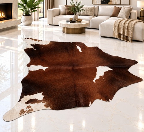 Genuine brown white cowhide - genuine,