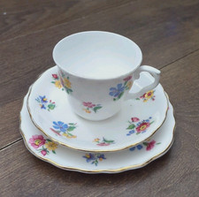 Vintage Ridgway Royal Vale Tea Trio Coffee Cup Saucer Tea Plate Floral VGC