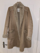Brand New River Island Faux Fur And Suede Sand Coat, Size 12