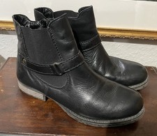 Reiker Black Leather Ankle Boots Fleece Lining Size 37 - UK 4 VGC!