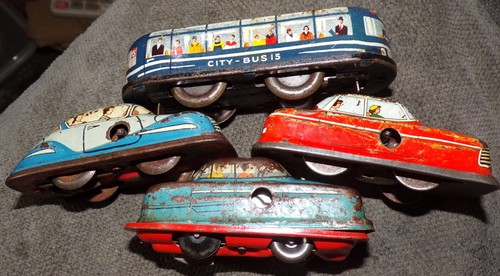 German technofix tinplate cars - tinplate,
