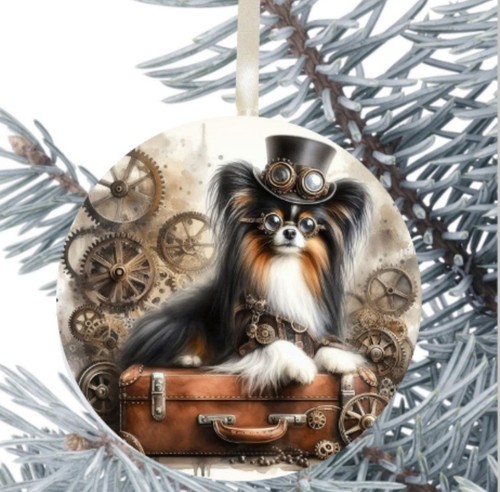 Papillon dog hanging bauble - hanging,