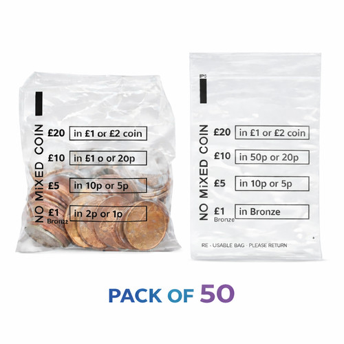Plastic coin bags - 50,