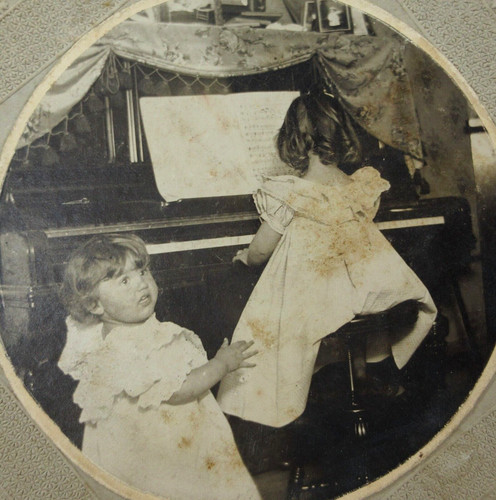 Antique cute girls playing - cute,