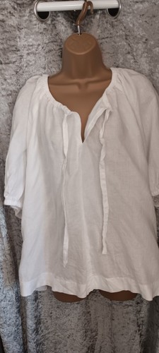 Women white flax linen - white,