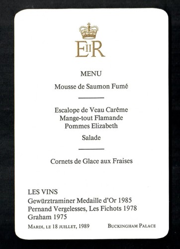 Royal menu queen elizabeth ii - elizabeth,