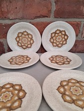 Set six Royal Worcester pottery side  plates retro "kalabar" pattern
