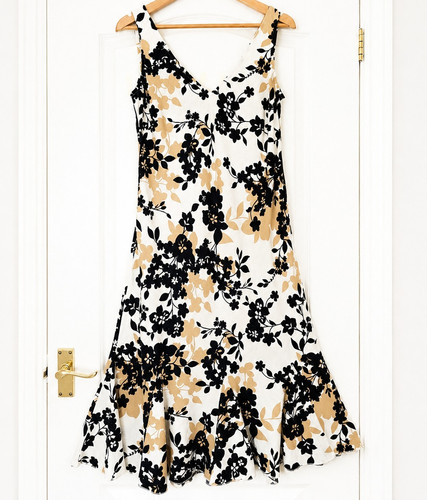 Linen blend floral midi - m&s,