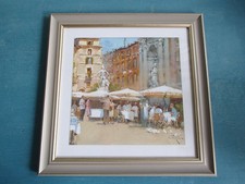 Cafe Street Scene print by John Haskins Signed & Framed