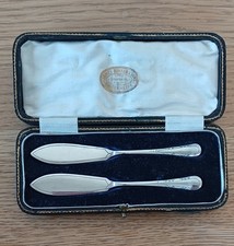 Antique Silver Plated Engraved Butter Spreaders c.1893 Stamped A&D
