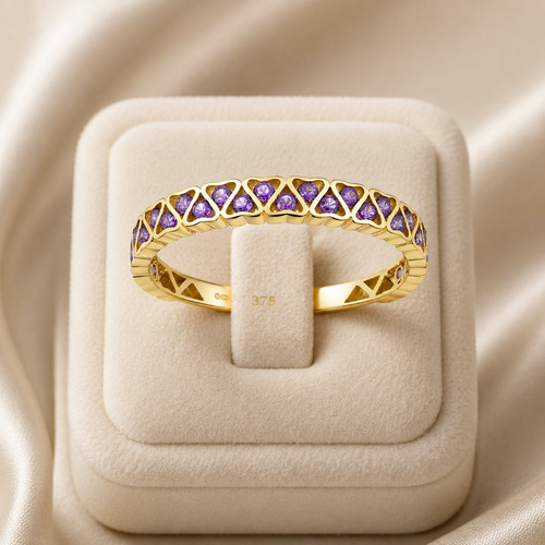 Yellow gold amethyst heart - gold,