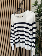 Cream Knit Jumper White And Navy Stripes