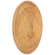 Handwoven Rattan Placemats,Round Wicker Table Mats, Natural Woven Placemats3664