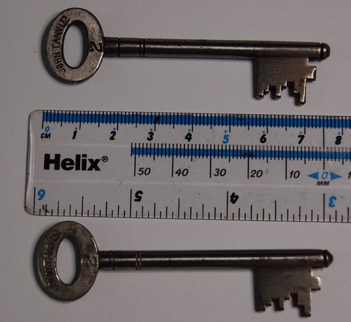 Pair vintage safe keys - of, john
