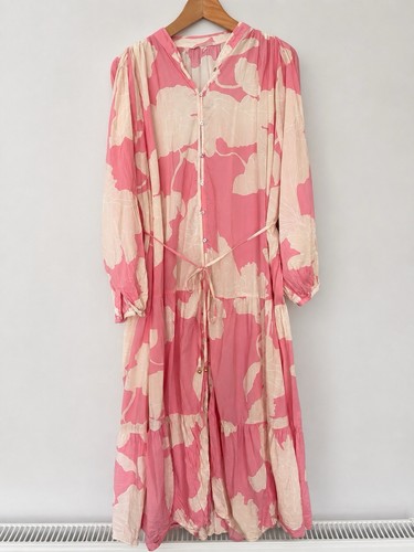 Pink cream floral maxi - floral,