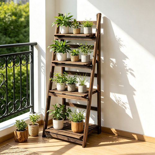Tier folding ladder shelves - 4-tier,