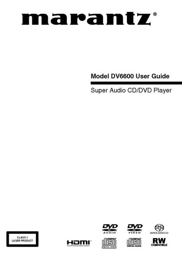 Marantz dv6600 dvd player - marantz,