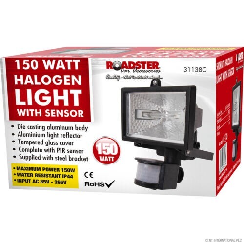 150w halogen light with pir - 150w,