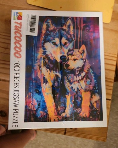 Wolf and cub watercolour 1000 - and,