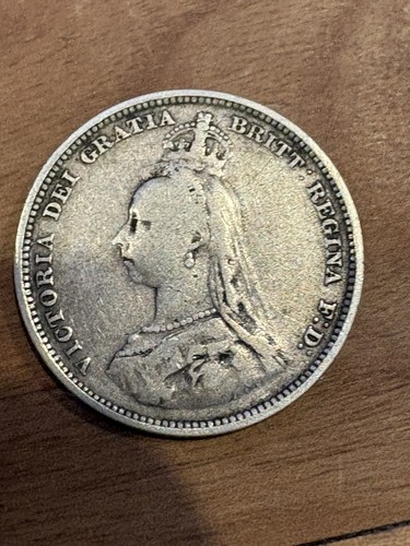 British 1887 silver shilling - silver,