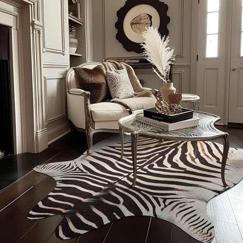 Zebra print area rug - area, skin