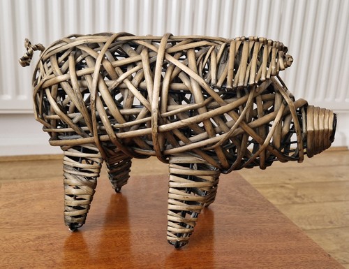 Vintage willow pig sculpture - vintage,