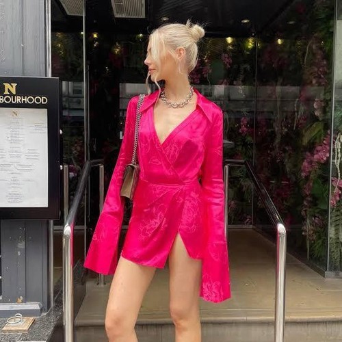 Rat boa pink satin wrap - &,