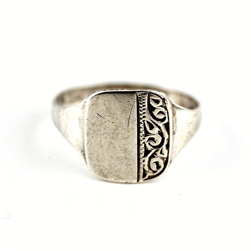 Men vintage silver engraved - silver,