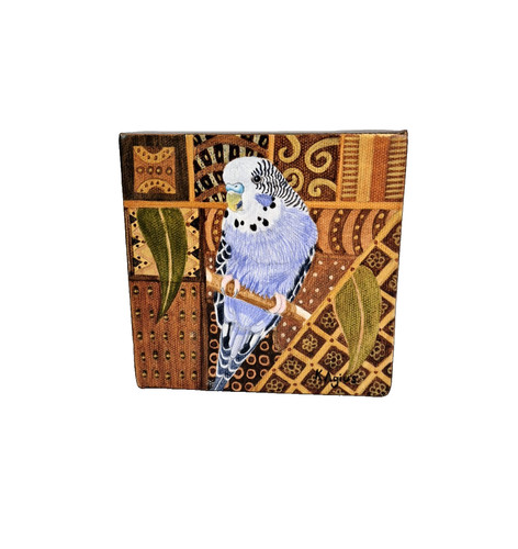 Hand painted blue budgie - hand,