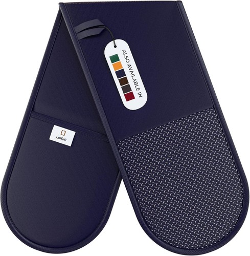 Navy oven gloves - oven, double